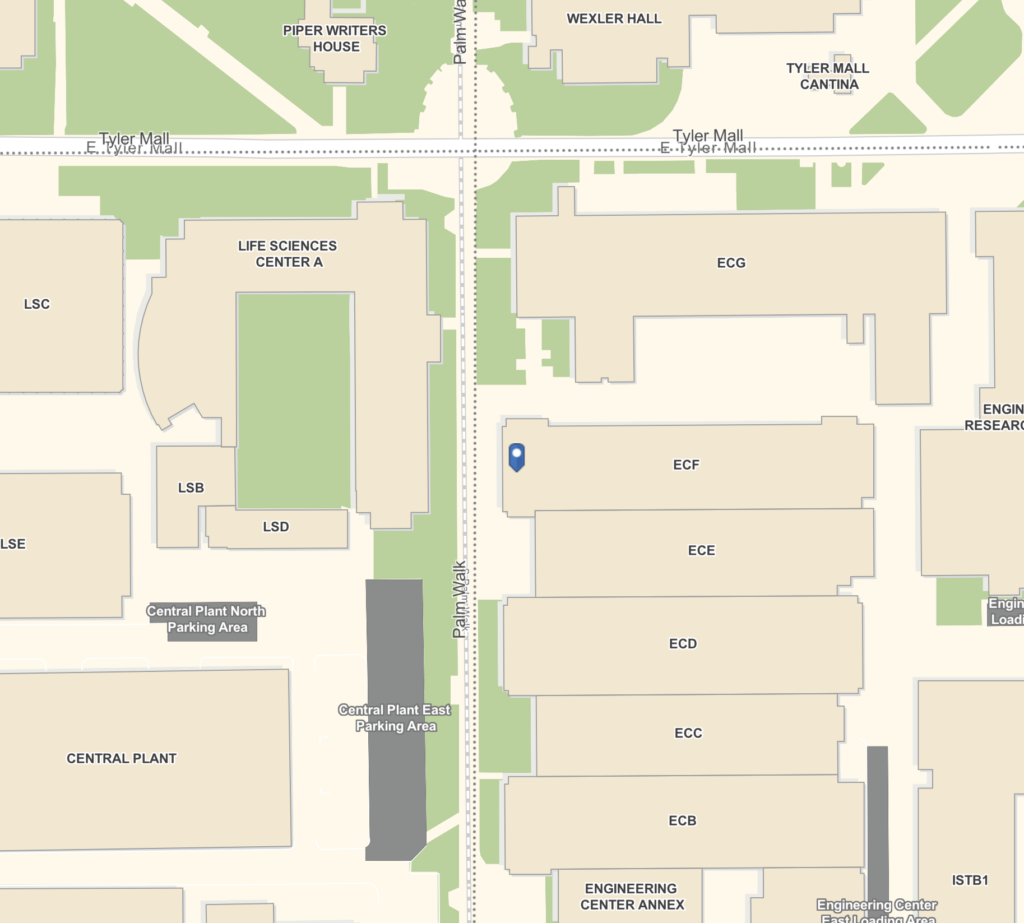 ASU interactive map showing the location of the 3D Print and Laser Cutter lab.