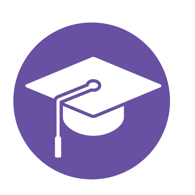 Education research theme icon, disabled. A purple mortarboard.
