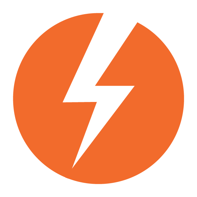 Energy research theme icon, disabled. An orange lightning bolt.