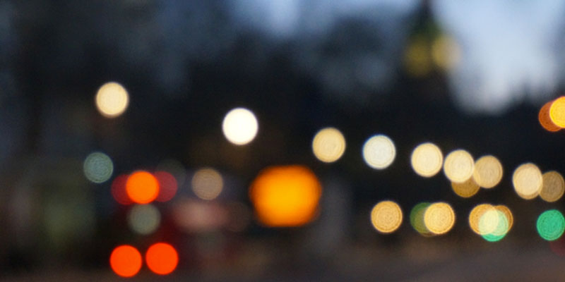A blurry cityscape.