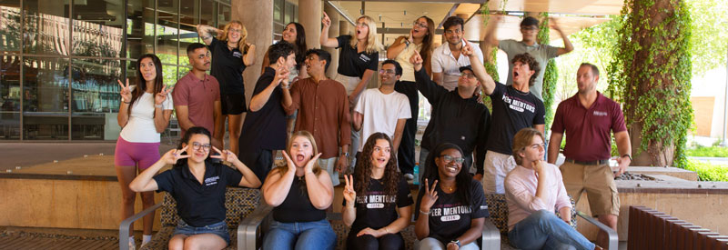 The undergraduate mentors in a big group photo.